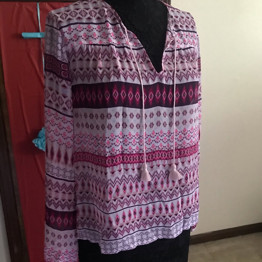 Decree Sheer Bohemian Tribal Print Tunic